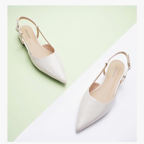 🆕 C.Paravano Slingback Flats Pointed Toe Sandals Adjustable Ankle Strap Shoes - Picture 1 of 9
